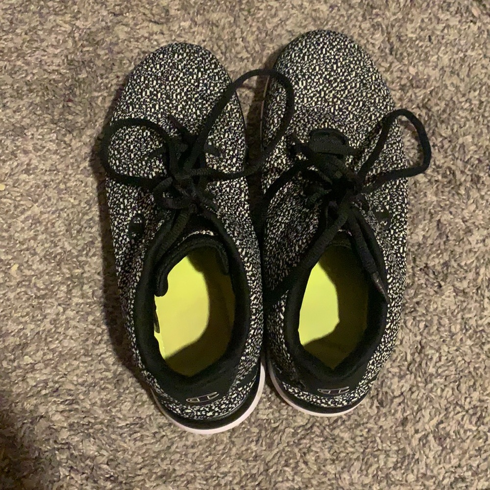 Champion brand black and white tennis shoes, 7.5